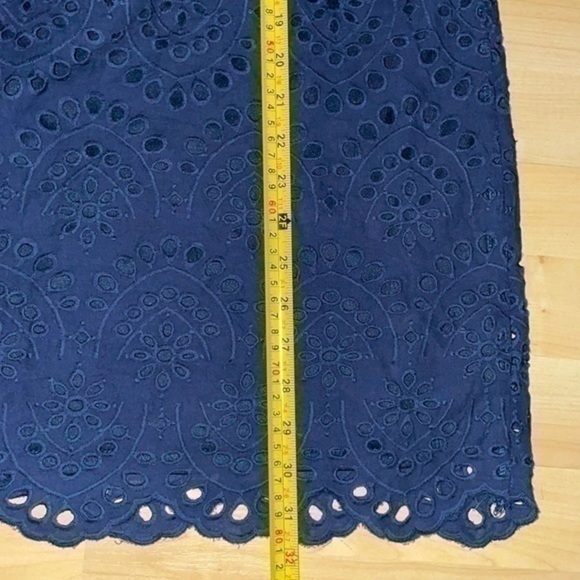 Sharagano eyelet lined dress off shoulder thin straps navy 10P gently preloved - Picture 7 of 9